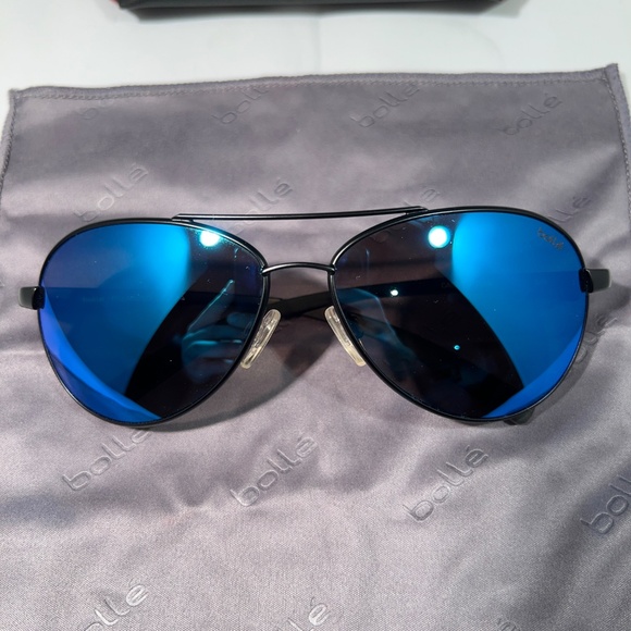 Bollé Cassis 12099 Polarized Sunglasses -H Blue Mirror Lenses - With Case & Clea - Picture 2 of 8